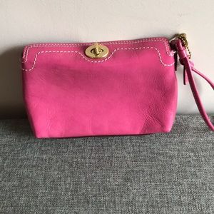 Coach bright pink patent leather wristlet
